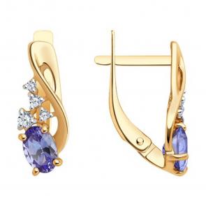 Золотые серьги SOKOLOV с топазом и танзанитом 728752 фото