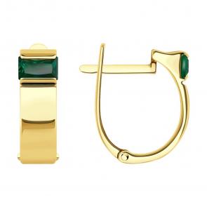 Серьги из лимонного золота SOKOLOV с гидротермальным изумрудом 728763-2 фото