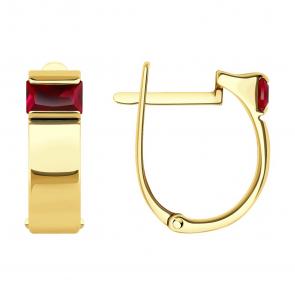 Серьги из лимонного золота SOKOLOV с рубиновым корундом 728764-2 фото