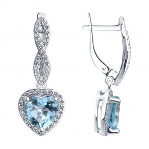 Серьги из белого золота SOKOLOV с топазом и фианитом 728777-3 фото