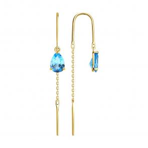 Серьги из лимонного золота SOKOLOV с топазом 728802-2 фото