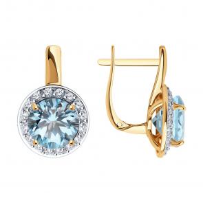 Золотые серьги SOKOLOV с топазом и фианитом 728808 фото