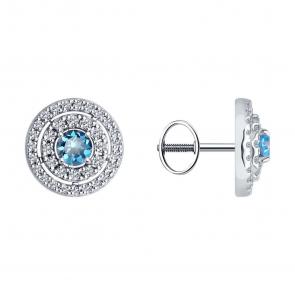 Серьги из белого золота SOKOLOV с топазом и фианитом 728867-3 фото