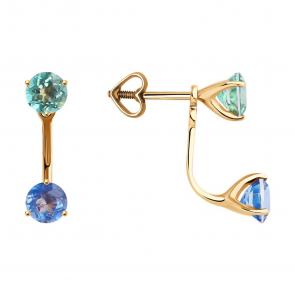 Золотые серьги-трансформеры SOKOLOV с топазом 728894 фото