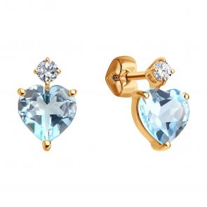 Золотые серьги SOKOLOV с топазом и фианитом 728920 фото