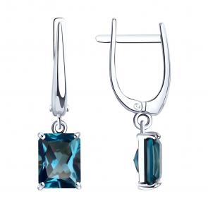 Серьги из белого золота SOKOLOV с Лондон топазом 728992-3 фото