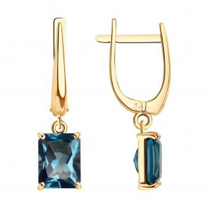 Золотые серьги SOKOLOV с Лондон топазом 728992 фото