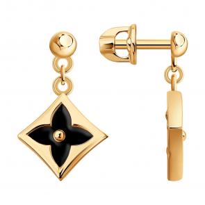 Золотые серьги SOKOLOV с ониксом 729106 фото