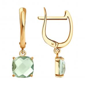 Золотые серьги SOKOLOV с празиолитом 729275 фото