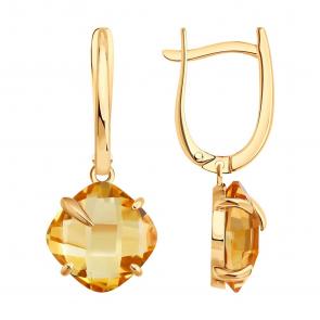Золотые серьги SOKOLOV с цитрином 729293 фото