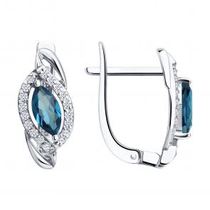 Золотые серьги SOKOLOV с фианитом и Лондон топазом 729357-3 фото