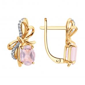 Золотые серьги SOKOLOV с фианитом и кварцем 729400 фото