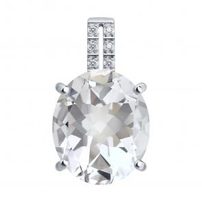 Золотая подвеска SOKOLOV с бриллиантом и горным хрусталём 73-00177-3 фото