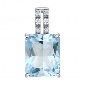 Подвеска из белого золота SOKOLOV с топазом и бриллиантом 73-00179-3 фото