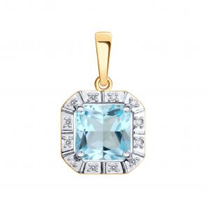 Золотая подвеска SOKOLOV с топазом и бриллиантом 73-00186 фото