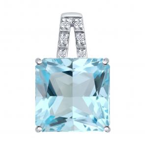 Золотая подвеска SOKOLOV с топазом и бриллиантом 73-00188-3 фото