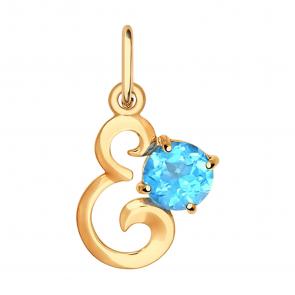 Золотая подвеска-буква Е SOKOLOV с топазом 731297 фото