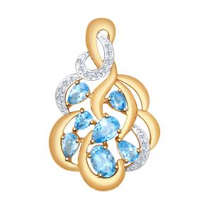 Золотая подвеска SOKOLOV с топазом и фианитом 731538 фото