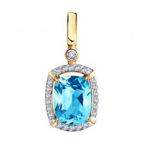 Золотая подвеска SOKOLOV с топазом и фианитом 731644 фото