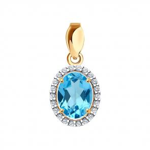 Золотая подвеска SOKOLOV с топазом и фианитом 731657 фото