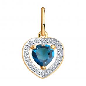 Золотая подвеска SOKOLOV с фианитом и Лондон топазом 731695 фото