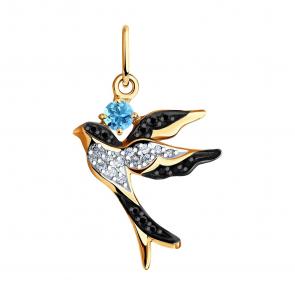 Золотая подвеска SOKOLOV с топазом и фианитом 731736 фото