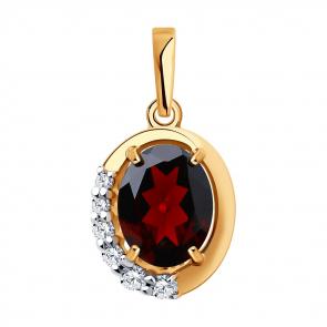 Золотая подвеска SOKOLOV с фианитом и гранатом 731951 фото
