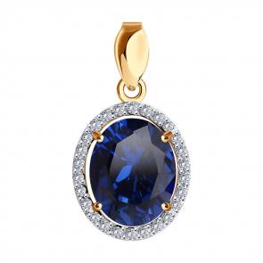 Золотая подвеска SOKOLOV с фианитом и сапфировым корундом 731975 фото