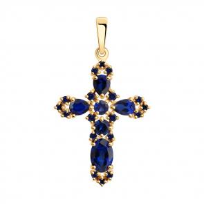 Золотая подвеска SOKOLOV с сапфировым корундом 732002 фото