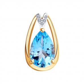 Золотая подвеска SOKOLOV с топазом и фианитом 732029 фото