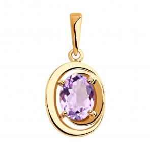 Золотая подвеска SOKOLOV с аметистом 732032 фото