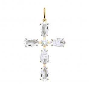 Золотая подвеска SOKOLOV с горным хрусталём 732216 фото