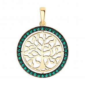 Золотая подвеска SOKOLOV с гидротермальным изумрудом 732866 фото