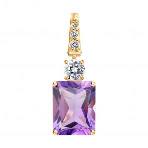 Золотая подвеска SOKOLOV с фианитом и аметистом 732961 фото