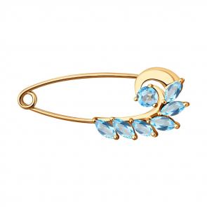 Золотая булавка SOKOLOV с топазом 740108 фото