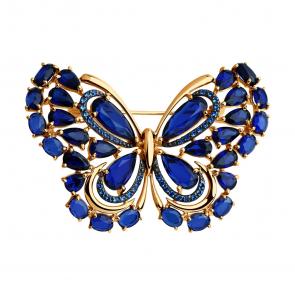 Золотая брошь SOKOLOV с сапфировым корундом 740149 фото