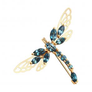 Золотая брошь SOKOLOV с Лондон топазом 740227 фото