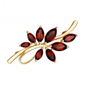 Золотая брошь SOKOLOV с гранатом 740354 фото