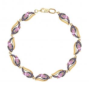 Золотой браслет SOKOLOV с фианитом и аметистом 750254 фото