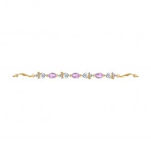 Золотой браслет SOKOLOV с фианитом и аметистом 750313 фото