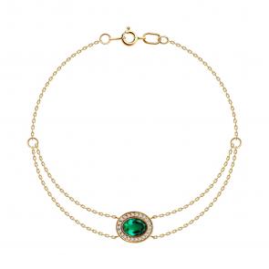 Золотой браслет SOKOLOV с фианитом и гидротермальным изумрудом 750533 фото