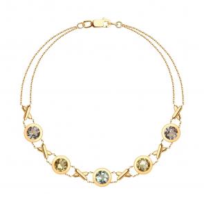 Золотой браслет SOKOLOV с кварцем, горным хрусталём и празиолитом 750537 фото