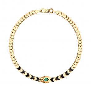 Золотой браслет Символ года Змея SOKOLOV с гидротермальным изумрудом и шпинелью 750544 фото