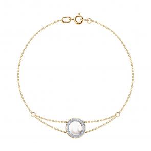 Золотой браслет SOKOLOV с фианитом и перламутром 750547 фото