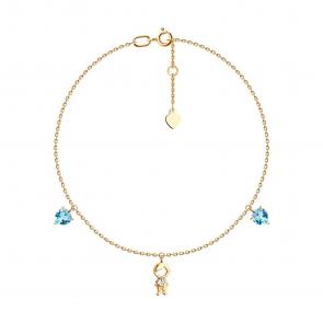 Золотой браслет SOKOLOV с топазом и фианитом 750672 фото