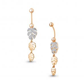 Золотой пирсинг в пупок AQUAMARINE с фианитом 75585А фото