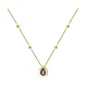 : Колье из желтого золота с бриллиантами и аметистом 77-00016-2 фото