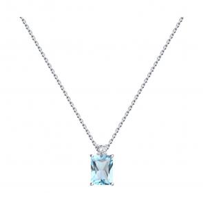 Колье из белого золота SOKOLOV с топазом и бриллиантом выращенным 77-00023-3 фото