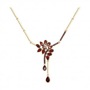 Золотое колье SOKOLOV с фианитом и гранатом 770186 фото