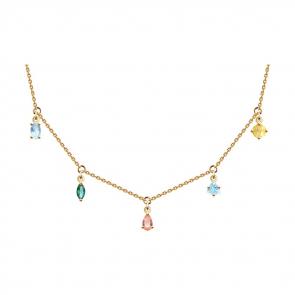 Золотое колье SOKOLOV с топазом, цитрином, кварцем, турмалином и морганитом 770235 фото